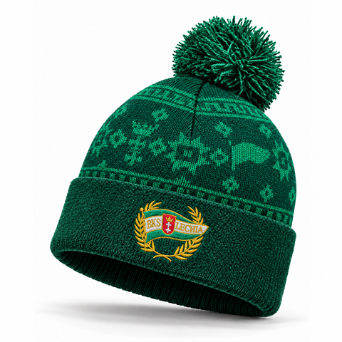 Obrazek Czapka zimowa z pomponem Herb Lechia Gdańsk zielona